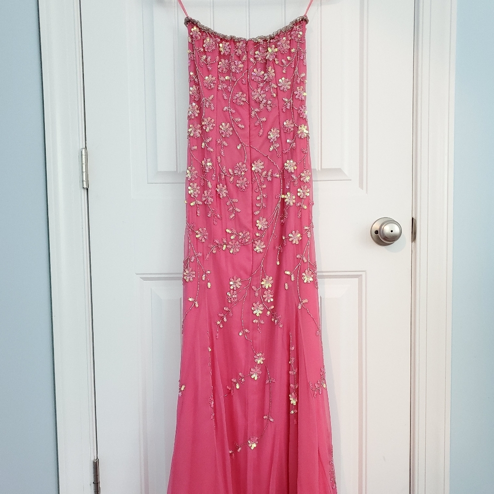 Sean Collection Pink Floral Iridescent Sequin Gown - Picture 9 of 9